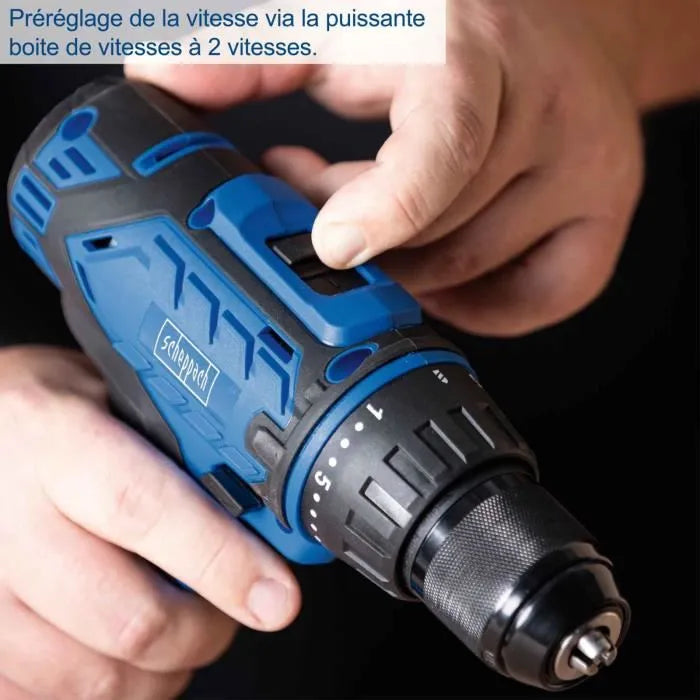 Coffret perceuse visseuse sans fil C-DTB74/2-X - 50Nm mandrin 13mm + 74 access - SCHEPPACH 20V IXES + 2 batteries 2Ah + chargeur