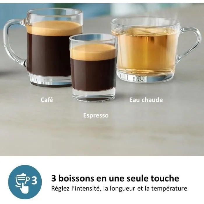 Machine à café Expresso broyeur - PHILIPS - EP1200/00 - Série 1200 - 2 cafés - Broyeur céramique - Noir brossé