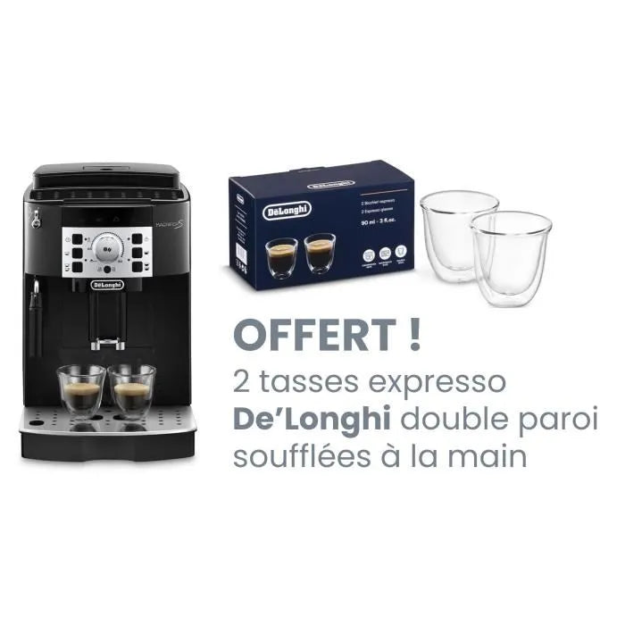 Machine expresso automatique avec broyeur - DELONGHI - MAGNIFICA S ECAM22.140.B - Noir + Set 2 tasses Expresso